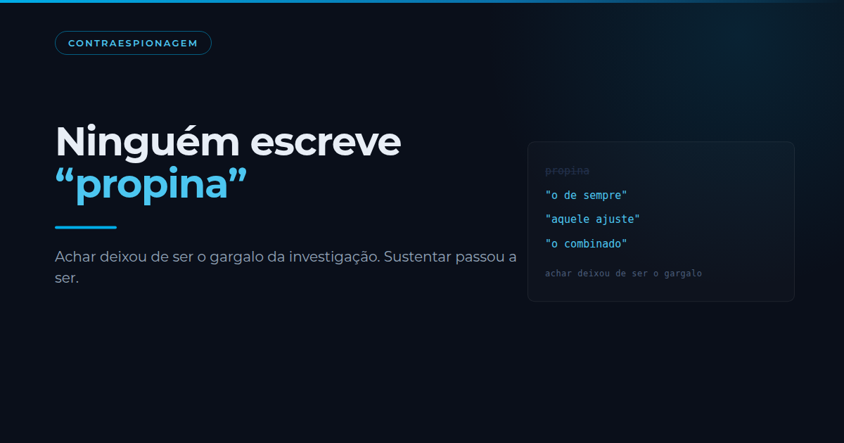A palavra propina riscada, substituida por eufemismos usados no lugar dela