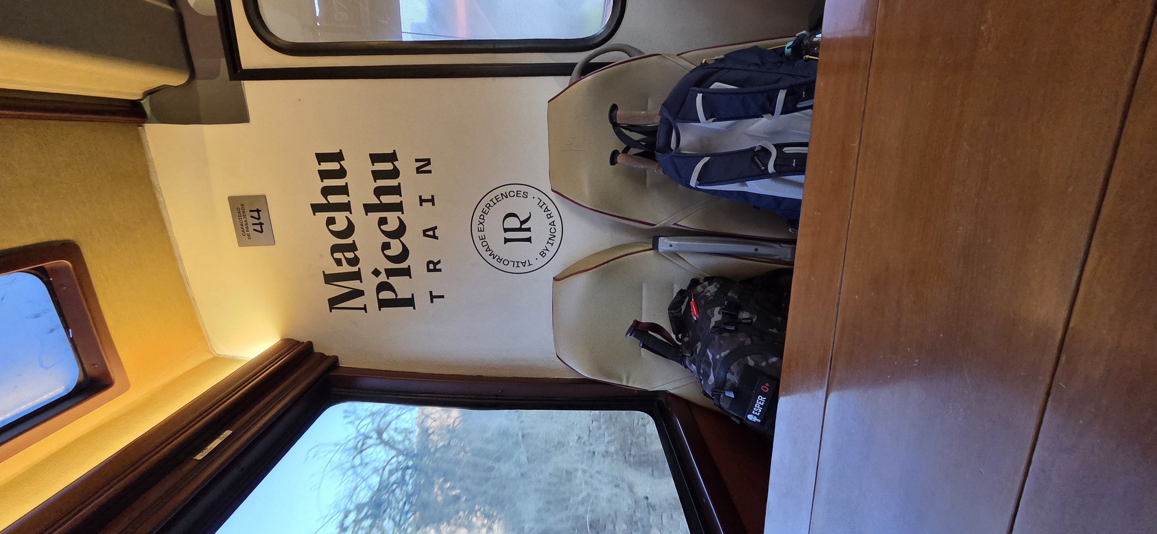 O vagão do Machu Picchu Train, ainda vazio